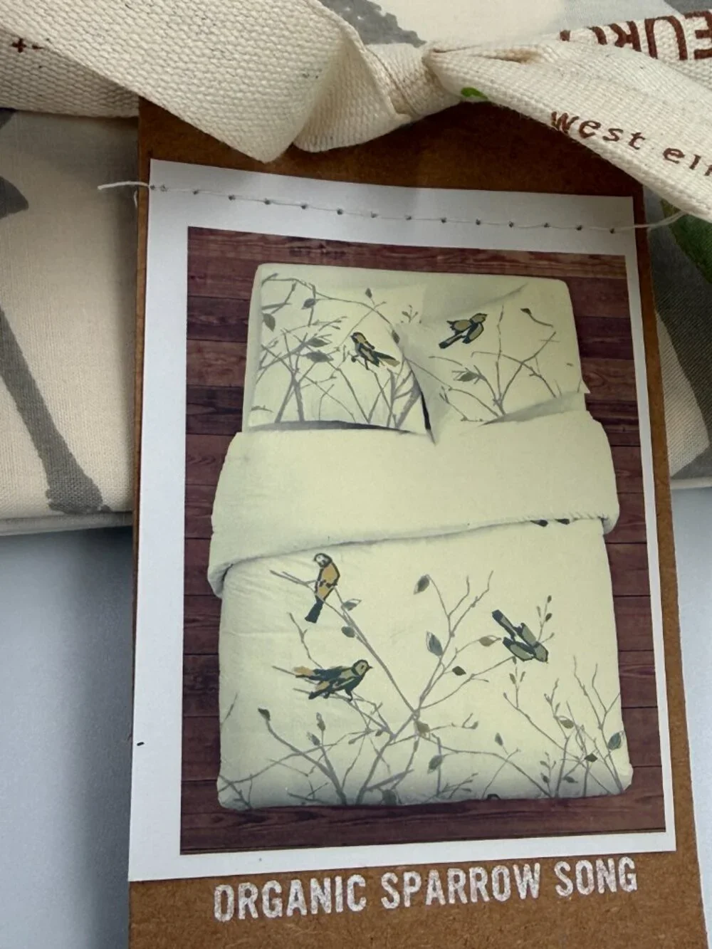 Organic Sparrow Song Pillow Sham WEST ELM GREEN Euro Cotton NIP